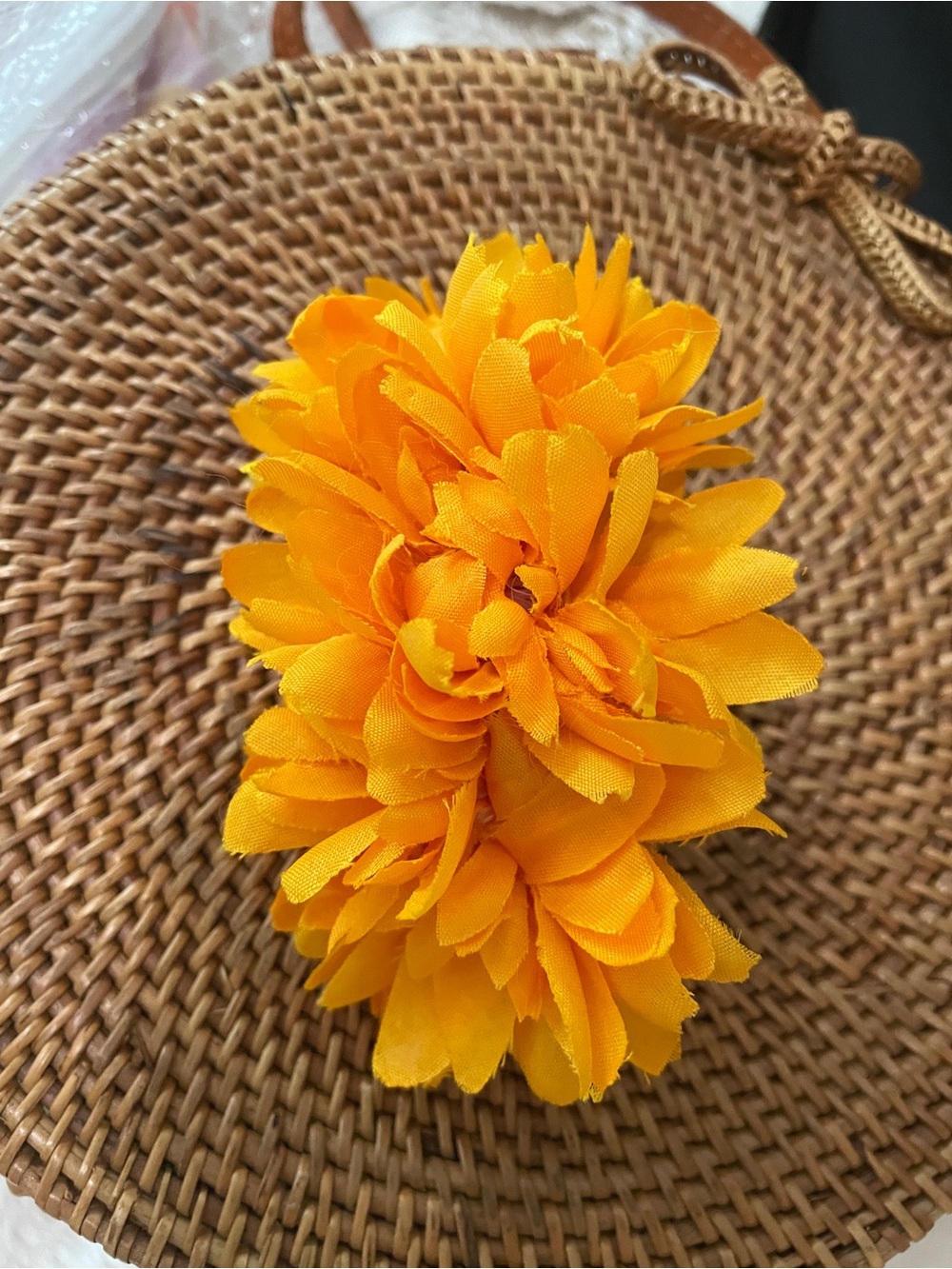 Bright Yellow Fabric Flower Hair Clip for Women